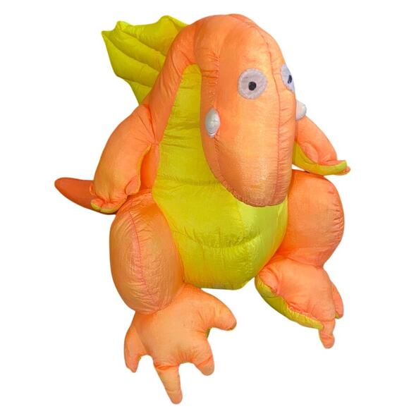 VTG Puffalump Style Nylon Dinosaur Orange Yellow Plush Toy Creations Dragon - Picture 1 of 10